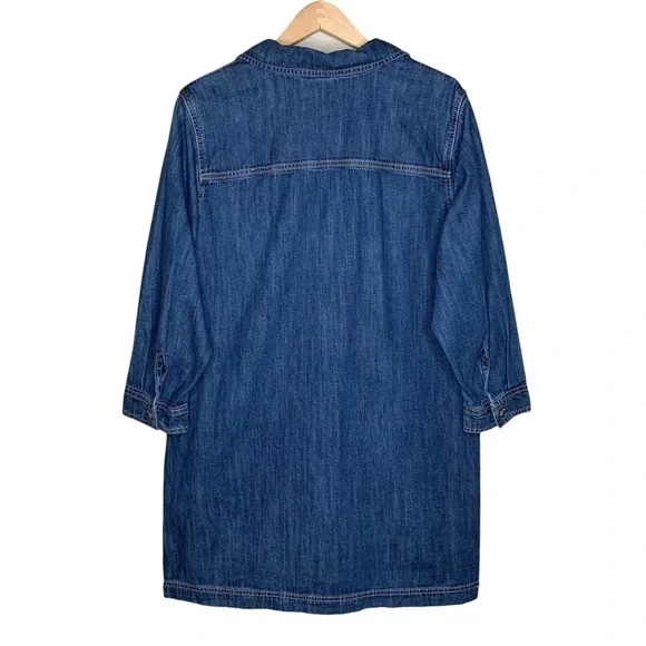 NWT Old Navy Denim Jean Popover Shirt Dress Size XXL Blue Pockets Relaxed - Picture 3 of 11